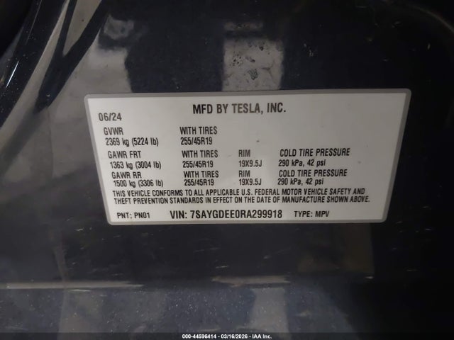 2024 TESLA MODEL Y 7SAYGDEE0RA299918 Photo 8
