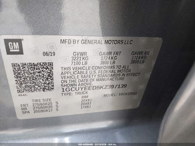1GCUYEED5KZ397139 Chevrolet Silverado 1500 Rst