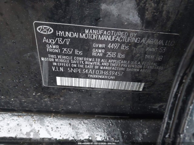 5NPE34AF0JH639457 Hyundai SONATA SEL