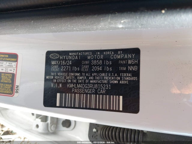 2024 Hyundai Elantra Sel მანქანა იყიდება აუქციონზე, vin: KMHLM4DG3RU815231, აუქციონის ნომერი: 44596544