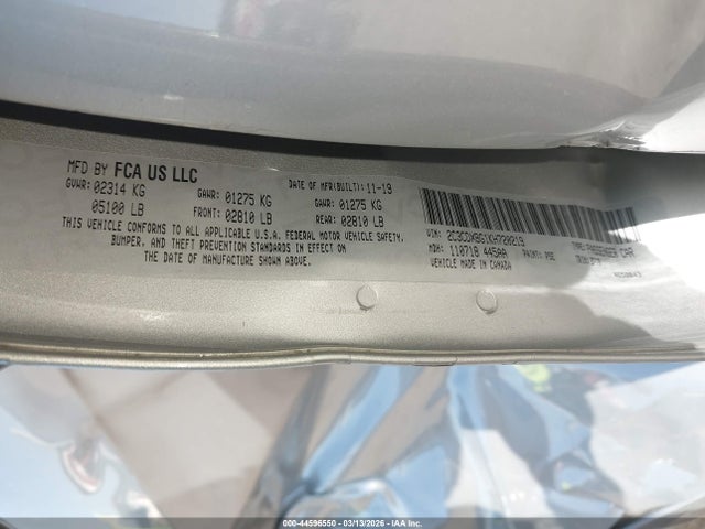 2019 Dodge Charger Sxt Rwd მანქანა იყიდება აუქციონზე, vin: 2C3CDXBG1KH720219, აუქციონის ნომერი: 44596550