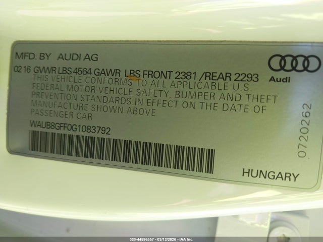 2016 AUDI A3 WAUB8GFF0G1083792 Photo 8