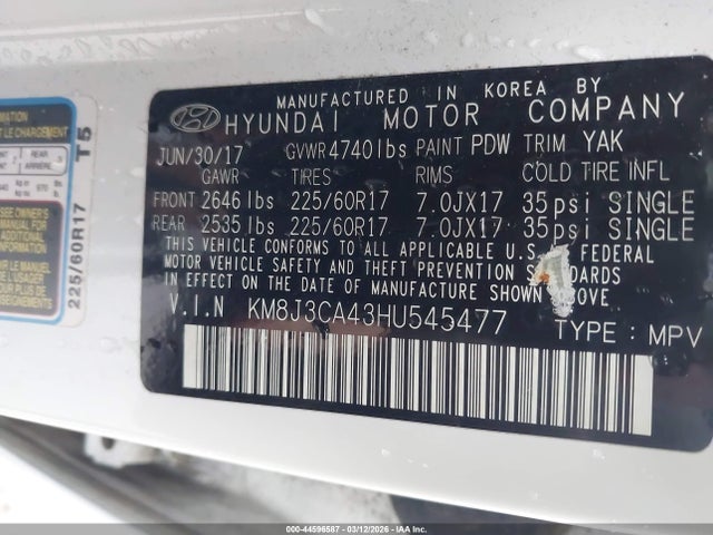 Hyundai TUCSON SE 2017 KM8J3CA43HU545477 Image 9