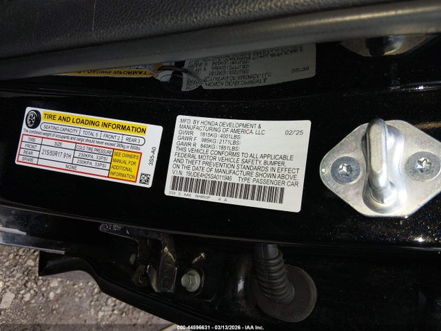 44596631 :رقم المزاد ، 19UDE4H25SA011946 vin ، 2025 Acura Integra مزاد بيع