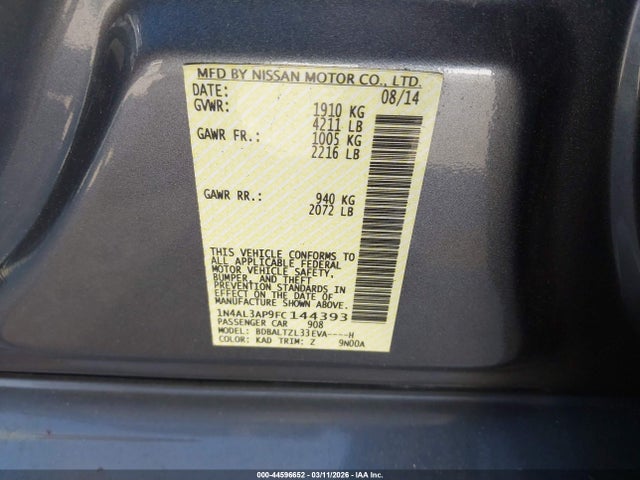 1N4AL3AP9FC144393 Nissan Altima 2.5 Sl