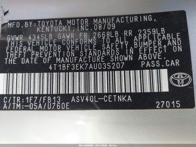 2010 TOYOTA CAMRY 4T1BF3EK7AU035207 Photo 8