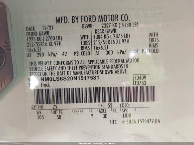 2022 FORD TRANSIT CONNECT NM0LS6S20N1517581 Photo 8