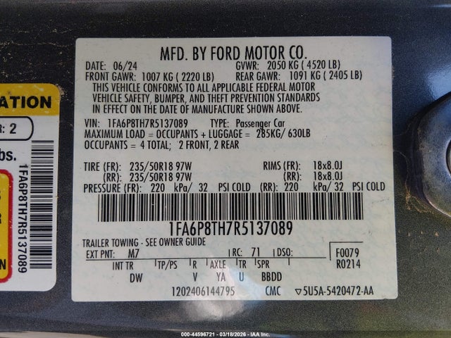 Ford Mustang Ecoboost Fastback 2024 1FA6P8TH7R5137089 Image 9