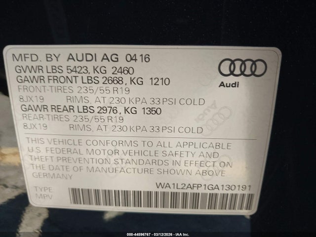 2016 AUDI Q5 WA1L2AFP1GA130191 Photo 8