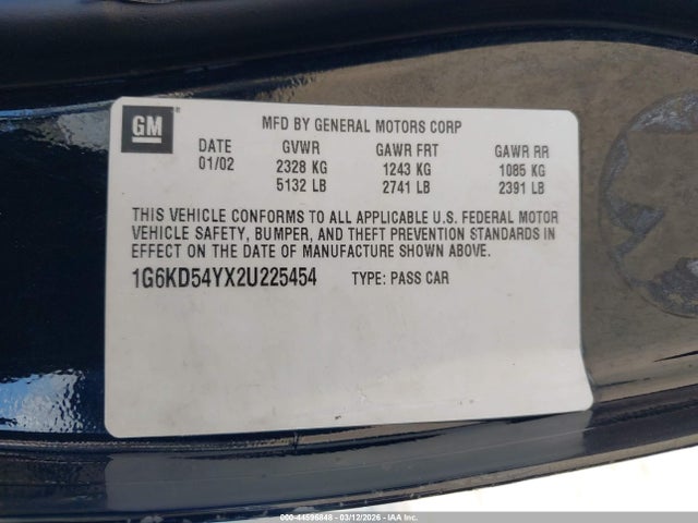 2002 CADILLAC DEVILLE 1G6KD54YX2U225454 Photo 8