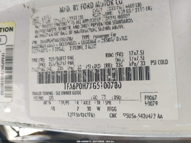 Ford FUSION SE 2016 1FA6P0H7XG5100780 Image 9