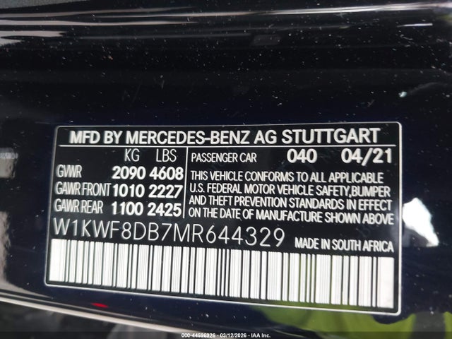 2021 MERCEDES-BENZ C 300 W1KWF8DB7MR644329 Photo 8