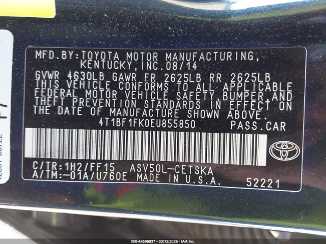 Toyota CAMRY SE 2014 4T1BF1FK0EU855850 Image 9