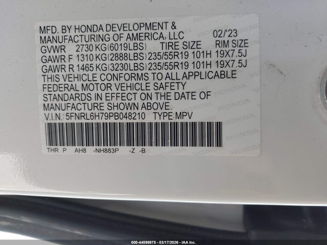 2023 HONDA ODYSSEY 5FNRL6H79PB048210 Photo 8