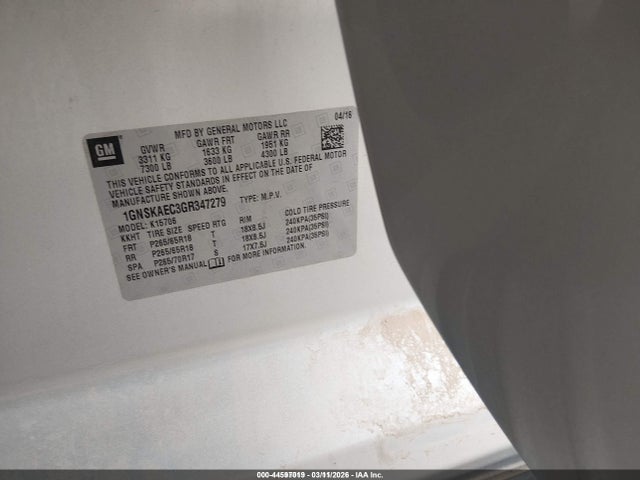 Chevrolet Tahoe Ls 2016 1GNSKAEC3GR347279 Image 9