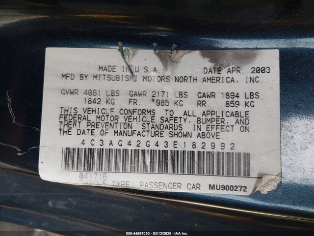 2003 CHRYSLER SEBRING 4C3AG42G43E182992 Photo 8