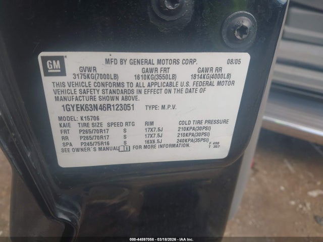 2006 CADILLAC ESCALADE 1GYEK63N46R123051 Photo 8