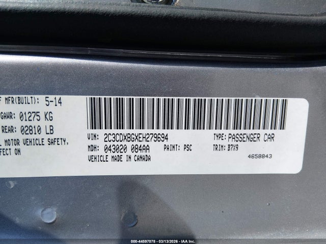 Aukcja sprzedaży 2014 Dodge Charger Se, vin: 2C3CDXBGXEH279694, numer aukcji: 44597078