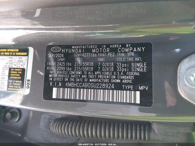 Продаж на аукціоні авто 2025 Hyundai Kona Sel Convenience, vin: KM8HCCAB0SU228924, номер лоту: 44597124