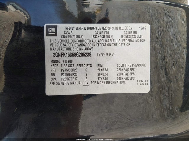 2008 CHEVROLET SUBURBAN 1500 3GNFK16368G206238 Photo 8