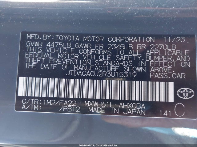 JTDACACU2R3015319 Toyota Prius Prime Xse