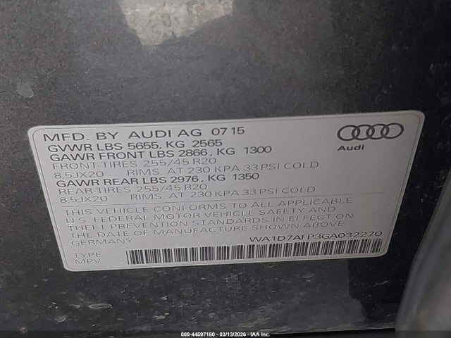Audi Q5 3.0t Premium Plus 2016 WA1D7AFP3GA032270 Image 9