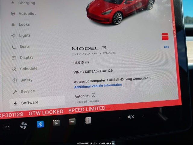 2019 Tesla Model 3 Long Range/mid Range/standard Range/standard Range Plus მანქანა იყიდება აუქციონზე, vin: 5YJ3E1EA5KF301129, აუქციონის ნომერი: 44597219