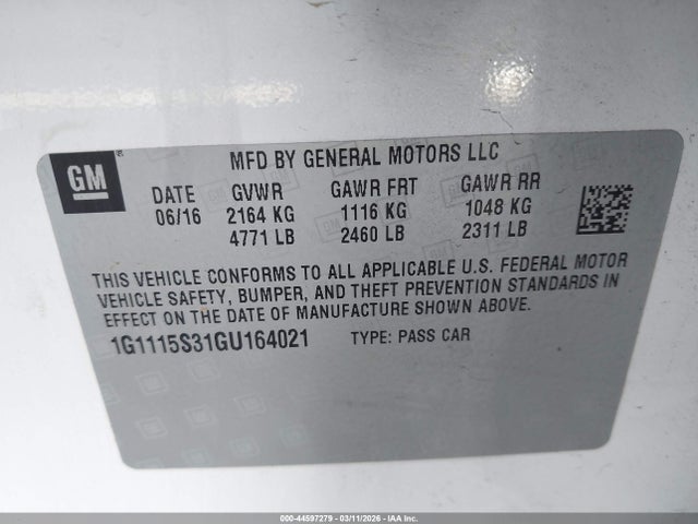 1G1115S31GU164021 Chevrolet Impala 2lt