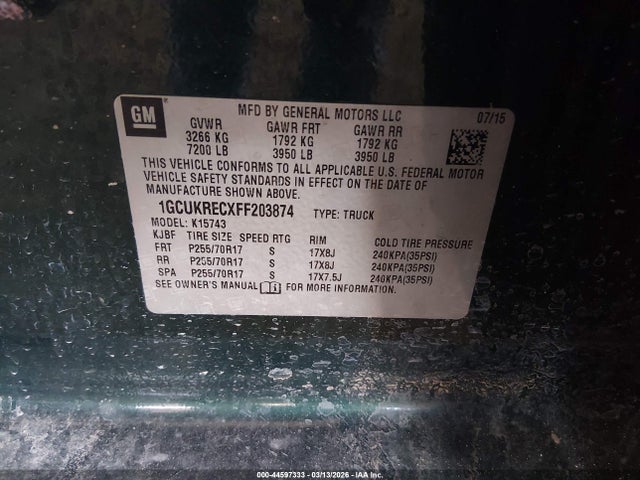 Chevrolet Silverado 1500 1lt 2015 1GCUKRECXFF203874 Image 9