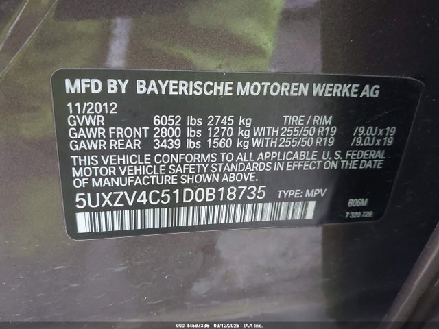 Продаж на аукціоні авто 2013 Bmw X5 Xdrive35i/xdrive35i Premium/xdrive35i Sport Activity, vin: 5UXZV4C51D0B18735, номер лоту: 44597336