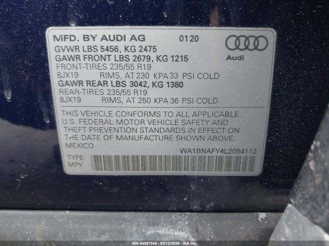 Aukcja sprzedaży 2020 Audi Q5 Premium Plus 45 Tfsi Quattro S Tronic, vin: WA1BNAFY4L2054112, numer aukcji: 44597344