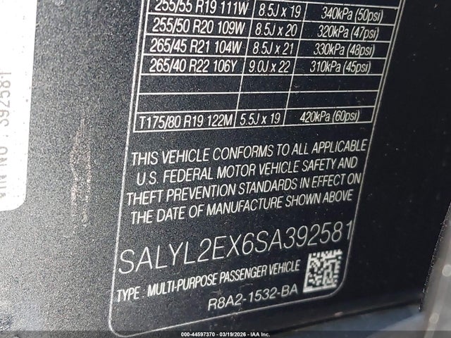 SALYL2EX6SA392581 Land Rover Range Rover Velar P250 Dynamic Se