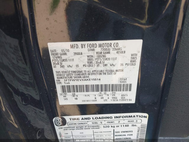2010 FORD F-150 1FTFW1EVXAKE15514 Photo 8