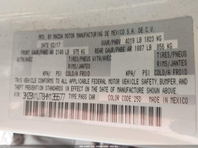 2017 MAZDA MAZDA3 3MZBN1U78HM135577 Photo 8