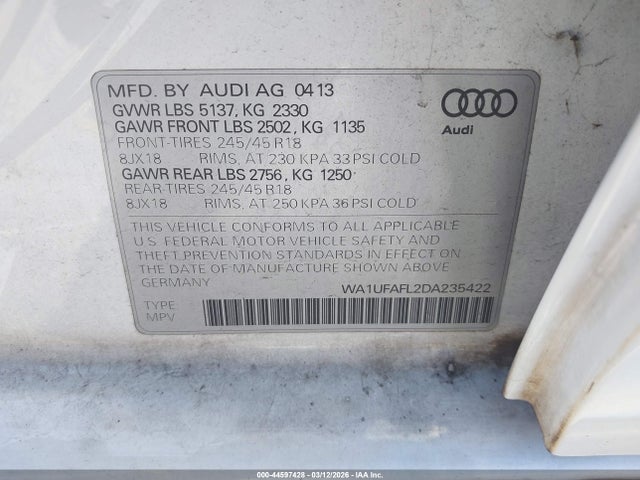2013 AUDI ALLROAD WA1UFAFL2DA235422 Photo 8