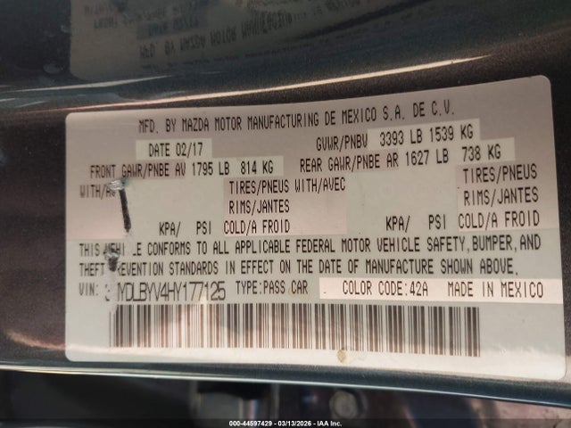 3MYDLBYV4HY177125 Toyota YARIS IA