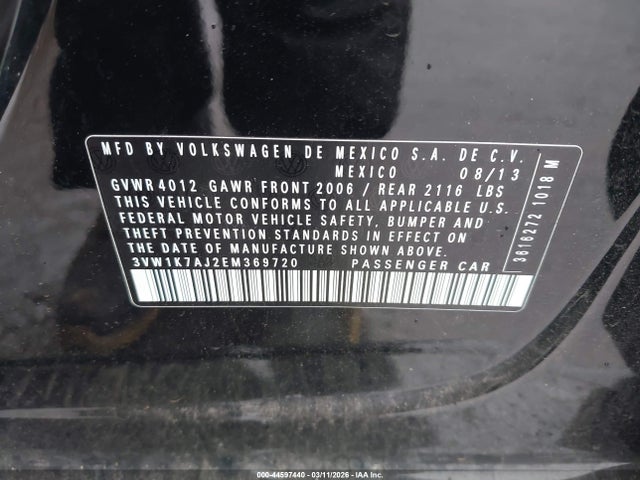 Volkswagen Jetta 2.0l S 2014 3VW1K7AJ2EM369720 Image 9