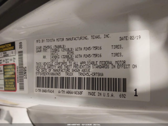 5TFSX5EN7KX066965 Toyota Tacoma Sr