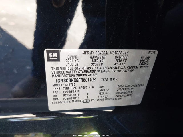 Chevrolet Tahoe Lt 2015 1GNSCBKC6FR601198 Image 9