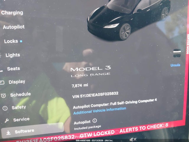 Aukcja sprzedaży 2025 Tesla Model 3 Long Range Rear-wheel Drive/standard Rear-wheel Drive, vin: 5YJ3E1EA0SF025832, numer aukcji: 44597499