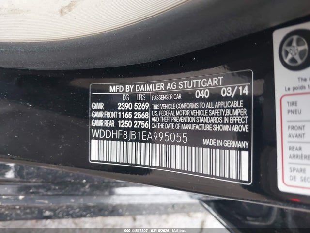 44597507 :رقم المزاد ، WDDHF8JB1EA995055 vin ، 2014 Mercedes-benz E 350 4matic مزاد بيع