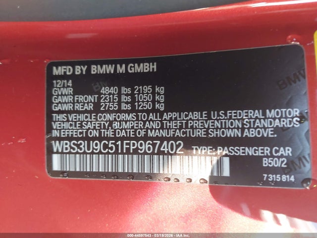 2015 BMW M4 WBS3U9C51FP967402 Photo 8