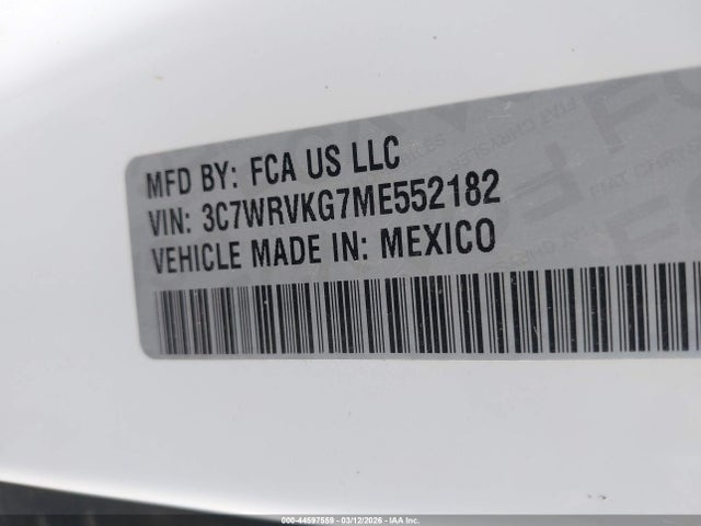 Продаж на аукціоні авто 2021 Ram Promaster 3500 Cutaway Low Roof, vin: 3C7WRVKG7ME552182, номер лоту: 44597559