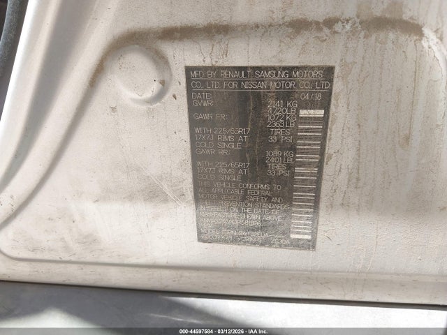 44597584 :رقم المزاد ، KNMAT2MVXJP581836 vin ، 2018 Nissan Rogue Sv مزاد بيع