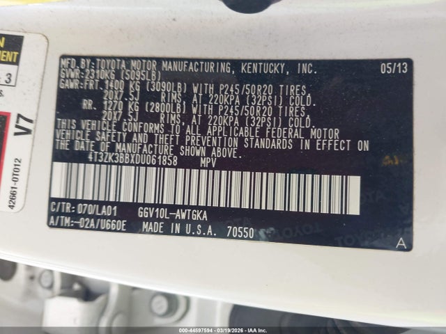 2013 TOYOTA VENZA 4T3ZK3BBXDU061858 Photo 8