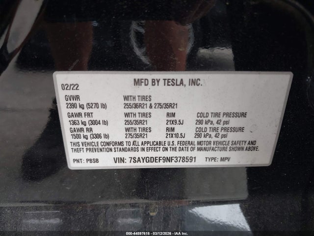 2022 TESLA MODEL Y 7SAYGDEF9NF378591 Photo 8