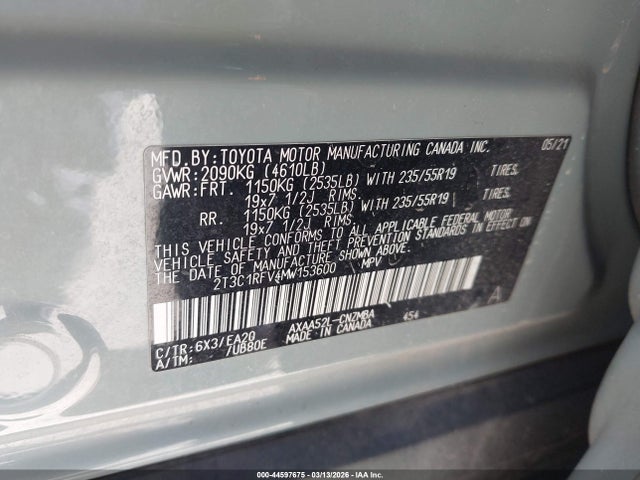 Toyota Rav4 Xle Premium 2021 2T3C1RFV4MW153600 Image 9