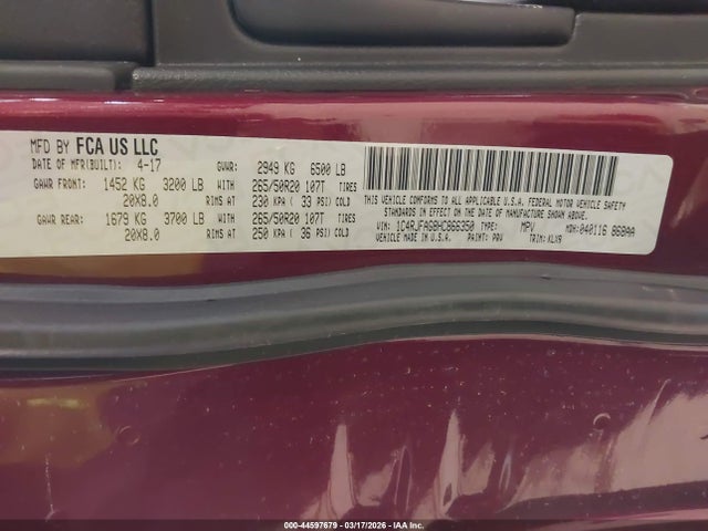 Продаж на аукціоні авто 2017 Jeep Grand Cherokee Altitude 4x4, vin: 1C4RJFAG8HC866350, номер лоту: 44597679