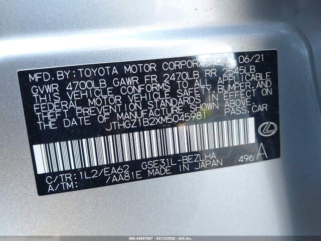 2021 LEXUS IS 350 JTHGZ1B2XM5045981 Photo 8