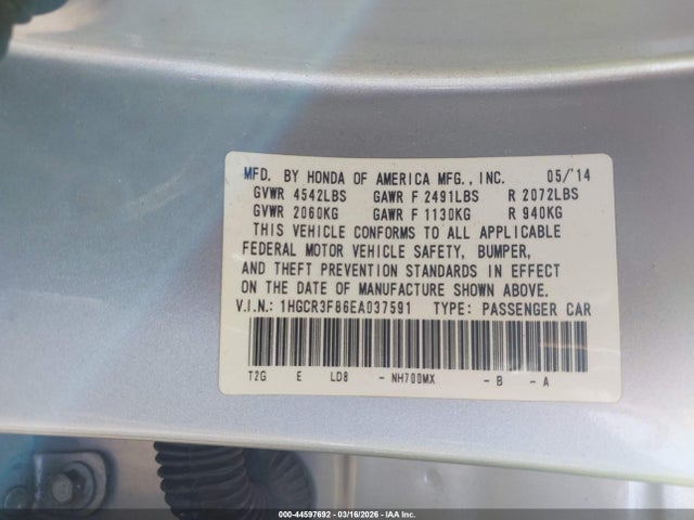 Honda Accord Ex-l V-6 2014 1HGCR3F86EA037591 Image 9